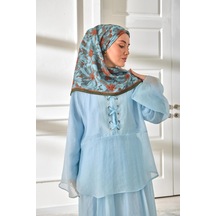 Silk Home Velora Eşarp 161001-17 Koyu Yeşil, Turuncu, Çelik Mavi, Bebe Mavi