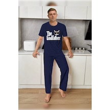 Erkek God Father Baskılı Kısa Kollu Pijama Takımı Tampap