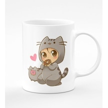 Donut Pusheen Baskılı Kupa Beyaz