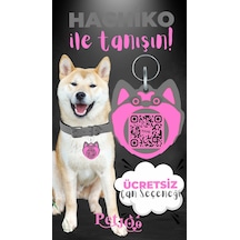 Petjoo 19.Hachiko Pembe-Gri Qr'lı Köpek Künyesi