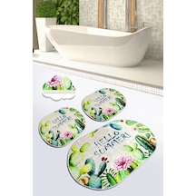 Hello Summer 3 Lü Set Banyo Halısı Paspas Yıkanabilir Çok Renkli