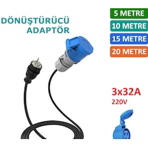 10m - 3x32a 220v İle Çalışan Cihazınızı, 220v Ev Tipi Prize Bağlar. Elektrikli Araç Şarj İstasyonu Dönüştürücü Adaptör 7 Kw