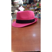 Çocuk Fuşya Renk Fötr Şapka Unisex Model 52 Cm Fuşya