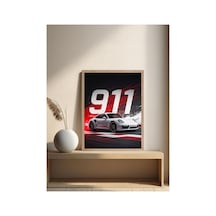 Porsche Doğal Ahşap Çerçeveli Tek Parça Dekoratif Tablo Çok Renkli - 819005407 Çok Renkli
