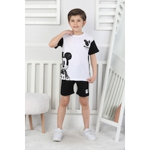 Mickey Baskı Erkek Çocuk Şortlu Takım-90352 Siyah