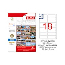 Tanex Laser Etiket 100 Yp 83X30 Laser-Copy-Inkjet Tw-2318