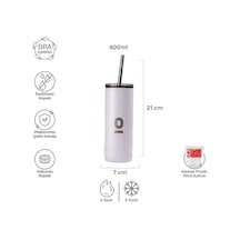 Paslanmaz Çelik Şeffaf Kapaklı Beyaz Mug Termos 600 ml No:84 Beyaz