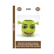 Özel Seri 3d Shrek Tasarımı Porselen Kupa Bardak Mutfak Gereci Kahve Saati Film Karakteri 02-yeşil