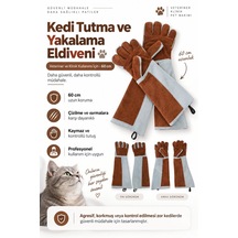 Petgrooming Profesyonel Veteriner Kedi Tutma Ve Yakalama Eldiveni 60 Cm Uzun Kollu Koruyucu Eldiven