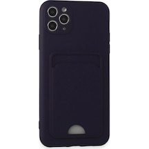 Apple iPhone Uyumlu  11 Pro Max Kılıf Kelvin Kartvizitli Silikon Derin Mor