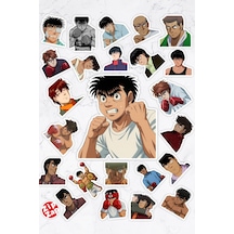 Hajime No Ippo Fighting Spirit Rising Anime Telefon Laptop Yapışkanlı Folyo Sticker Paketi 24 Adet Çok Renkli