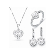 Gümüş Beyaz Taşlı Kalpli Kadın Set - St11004407 - Name: 13 Açık Gold