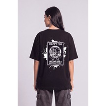 Black Nova Oversize Baskılı Unisex %100 Pamuk T-shirt Splash Head Siyah