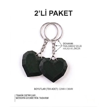 2'li Geometrik Kalp 3d Anahtarlık & Çanta Süsü Siyah
