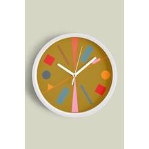 Soyut - Geometrik Temalı Modern Duvar Saati - 35cm - Önü Camlı Beyaz Kasa - Sessiz Mekanizma-jh0051 Beyaz