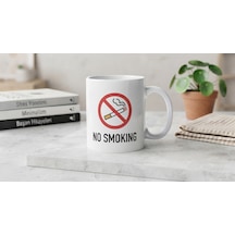 No Smoking Temalı Çift Taraf Baskılı Kupa Bardak Beyaz
