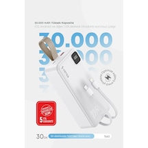 Taşınabilir 30.000 Mah Powerbank 22.5w Pd Hızlı Şarj, Led Gösterge, Android & İos Beyaz