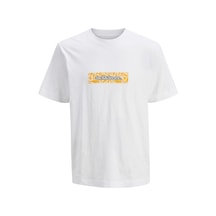Jack & Jones Split Allover Print Branding Erkek Krem Tişört 12272993-bw Krem