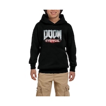 Zepplin Giyim Doom Eternal Siyah Çocuk Kapşonlu Sweatshirt
