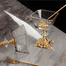 Daisyglass Lav Cam Lüx Gold Ayaklı Kase 6'lı Magnolia Dondurmalık