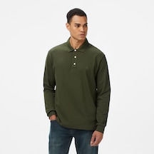 Nautica Erkek Yeşil Classic Fit Uzun Kollu Polo Yaka T-shirt Düz K57042t Yeşil
