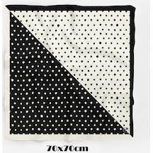 İkilem Puantiye Desen 70 70cm Bandana/fular Siyah