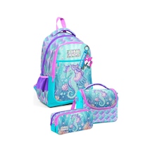 Coral High Kız Çocuk İlkokul Üçlü Okul Çantası Seti - Su Yeşili Unicorn Baskılı - Setygn33256a Yeşil