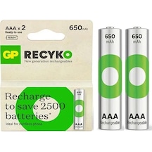 Gp Recyko 650 Mah R03 Aaa Şarjlı 2'li İnce Kalem Pil