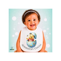 Winnie The Pooh Keten Bebek Mama Önlüğü Yumuşak - Emici - Yıkanabilir - Özel Tasarım P208 Çok Renkli