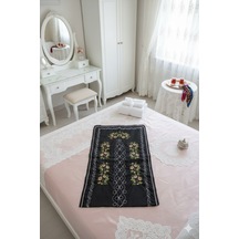 Kanaviçe Işlemeli Etamin Kumaş Tek Seccade - Siyah Kod 33464