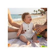 Babysena Kız/erkek Bebek Beyaz Müslin Tulum Beyaz