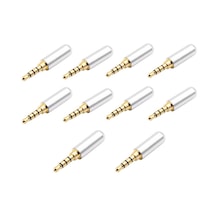 10 Adet - 3.5mm Stereo Jak 3 Pin 4 Boğum Metal Konnektör - Gri