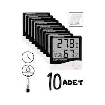 10 Adet Dijital Termometre Sıcaklık Ve Nem Ölçer Masa Saati Alarm