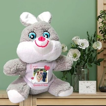 Kişiye Özel Fotoğraf Ve İsim Baskılı Peluş Tavşan Hk2453