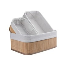 3b Trend Doğal Bambu Organizer Kutusu, Bambu Ahşap Ekmeklik, Ahşap Bambu Ekmek Sepeti Kahve - Krem