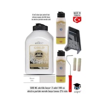 500 Ml Multi Surface Akrilik Boya 2 Adet 140 Ml Parlak Vernik Seti Mobilya Dolap Boyama Seti Tavalı Çok Renkli