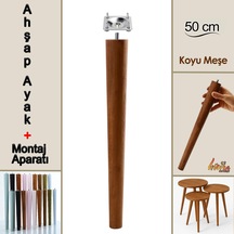 Ahşap Ayak 50 Cm Koyu Meşe M8 Civatalı Bağlantı Aparatlı Dolap Mobilya Koltuk Kanepe Destek Ayağı Ayakları Koyu Meşe