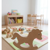 Ahşap Sallanan At Figürü - Montessori Eğitici Oyuncak Ve Dekoratif Obje