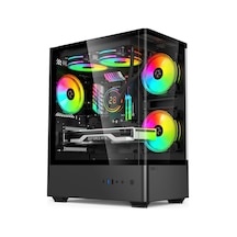 Gametech Intense Black 500w 80+ Plus Tuş Kontrollü Rgb 5x120 Mm Fan Gaming Siyah Bilgisayar Kasası
