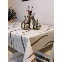 Elyaflı Pvc Muşamba - Desenli Silinebilir Masa Örtüsü 02mrl151a Kahve
