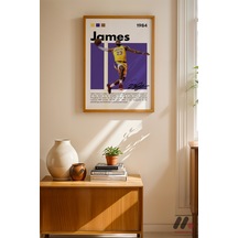Lebron James Sarı Poster, Ahşap Çerçeveli Duvar Tablosu - Spor Severlere Hediye