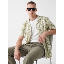 Lc Waikiki Lc Waıkıkı Bej Regular Fit Resort Yaka Desenli Erkek Gömlek