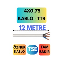 Öznur 4x0,75 Ttr Kablo Metre Seçenekli Beyaz - 12 Metre