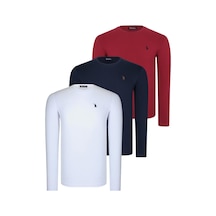 Üçlü Set T8588 Dewberry Yuvarlak Yaka Erkek Sweatshırt-beyaz-lacivert-bordo Beyaz-lacivert-bordo