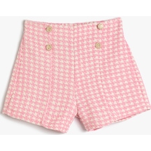 Koton Tüvit Şort Kazayağı Desenli Süs Düğme Detaylı Pembe Desenli 3skg40135aw 3SKG40135AW2D5 Pembe