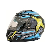 Lem Star 140 Sarı-Mavi Güneş Vizörlü Full Face Kask