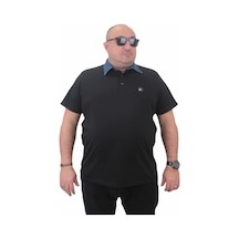 Moc Grande Mocgrande Büyük Beden Polo Kot Yaka Tişört 23420 Sıyah-Sıyah Siyah