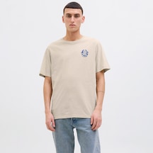 Jack & Jones Jack&jones One Color Summer Erkek Bej Yuvarlak Yaka Tişört Bej