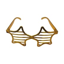 Parti Gözlük Plastik Camsız Panjur Yıldız Şekilli Gold 14x6 Cm