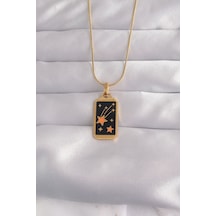 316l Çelik Renk Siyah Mineli Yıldız Figür Tarot Kolye Diğer